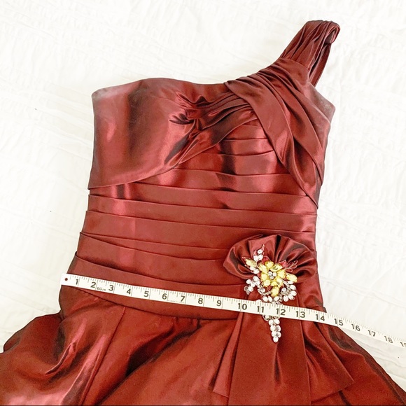 Evenings by Allure Red One Shoulder Ball Gown - Picture 10 of 16